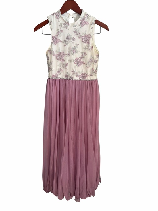 Speechless Other - Speechless Mauve Tulle & Ivory Floral Girls' Dress